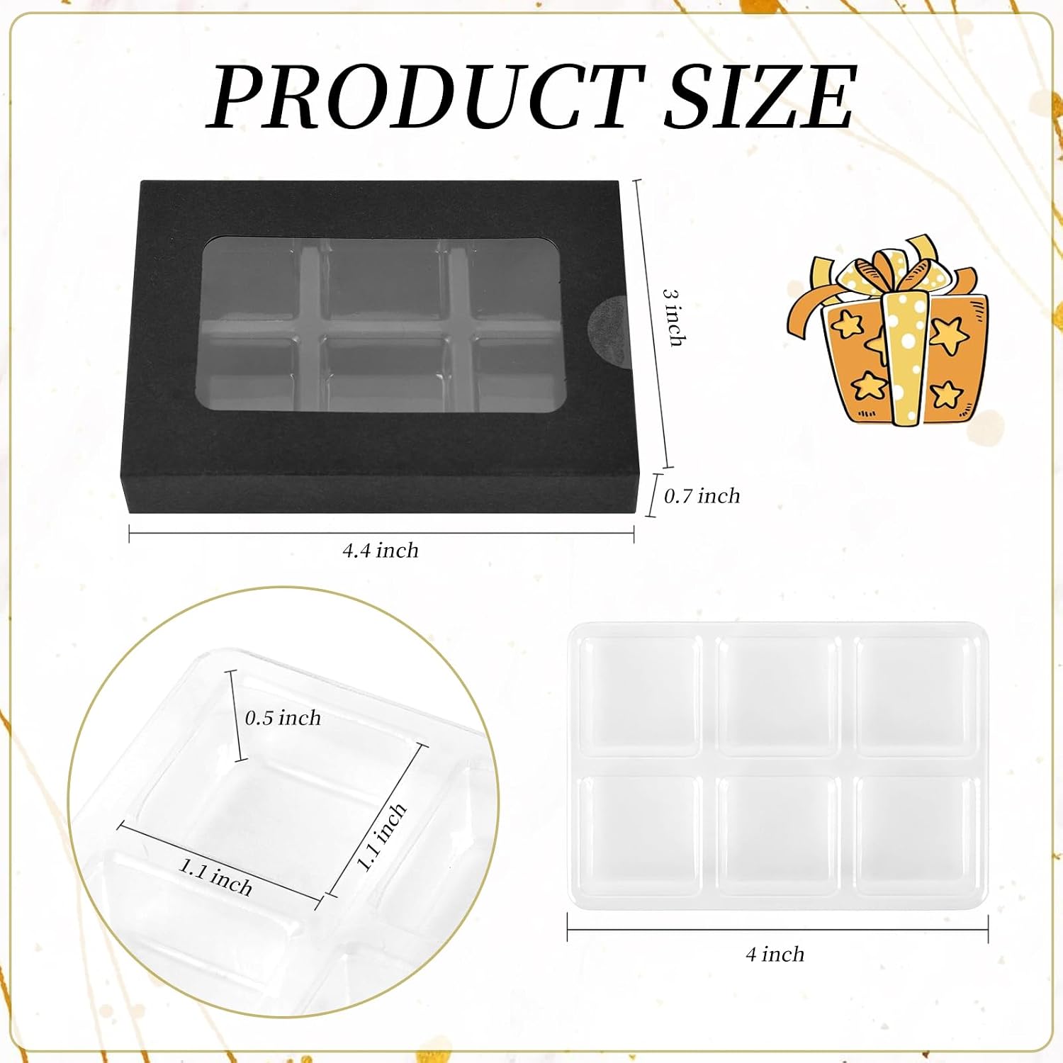 100 Pcs Gift Boxes for Wax Melts Plastic Mold with Box Wax Melt Boxes Crystal Clear Wax Melt Molds Wax Melts