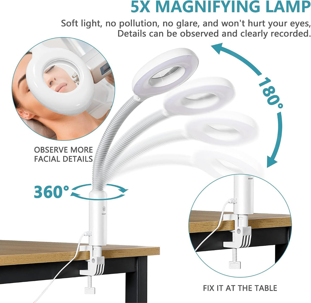Professional 2 in 1 Facial Steamer for Face Deep Cleaning Ozone Face Steamer with 5X Magnifying Lamp Hot Mist