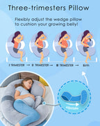 Pregnancy Pillow, Maternity Body Pillow, Wedge, Dual Grey Velvet