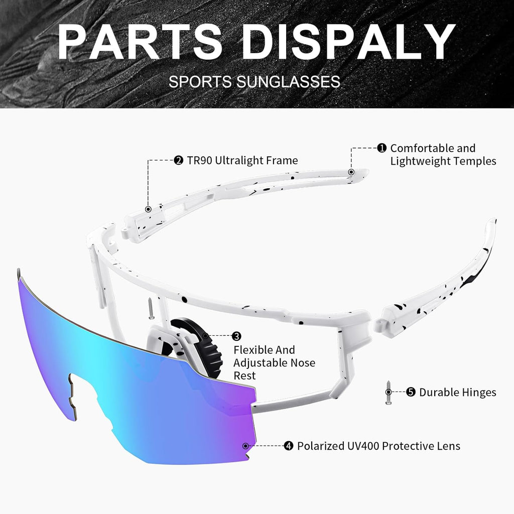 Polarized Sports Sunglasses for Men and Women,Fishing Cycling Mountain Bike Baseball Sunglasses with UV Protection