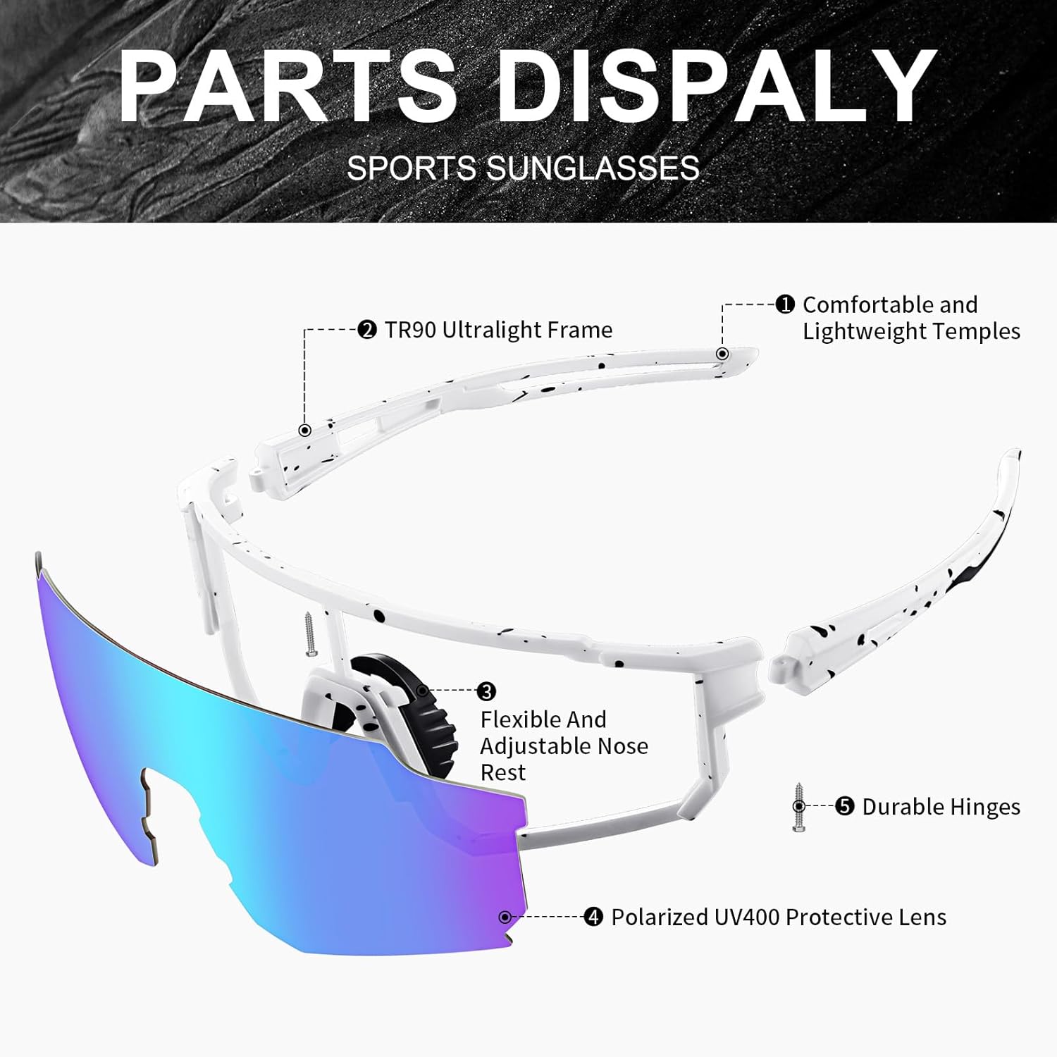 Polarized Sports Sunglasses for Men and Women,Fishing Cycling Mountain Bike Baseball Sunglasses with UV Protection