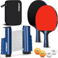 2‑Player Ping Pong Paddles Set with Table Tennis Net, Balls and Case | Premium Ping Pong Paddles Set of 2, Ideal for