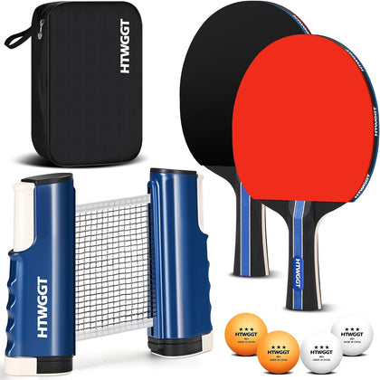 2‑Player Ping Pong Paddles Set with Table Tennis Net, Balls and Case | Premium Ping Pong Paddles Set of 2, Ideal for