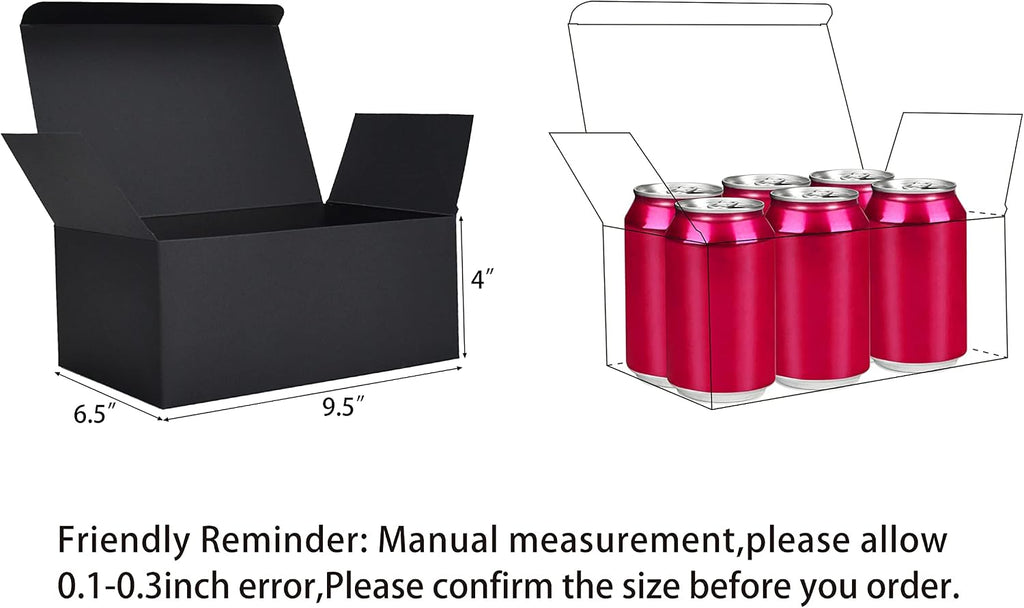Black Gift Boxes with Lids, 24 Pack, 9.5x6.5x4 IN