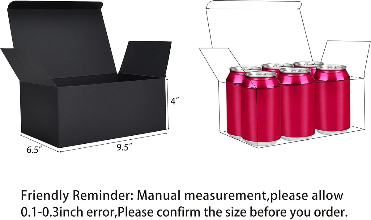 Black Gift Boxes with Lids, 24 Pack, 9.5x6.5x4 IN