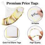 200Pcs Price Tags with String Attached, 1.4x1.8in Gold Gift Tags