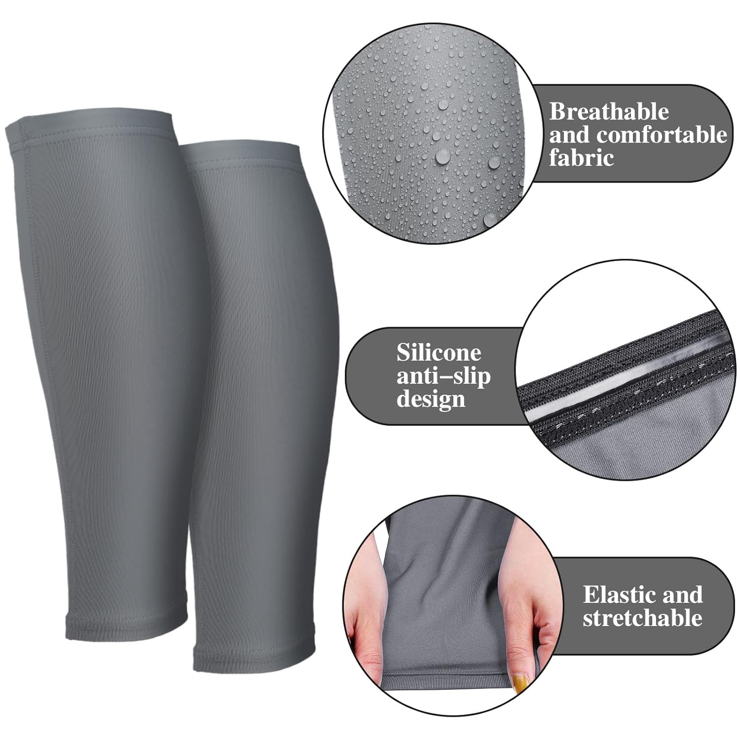 3 Pairs Calf Compression Sleeves for Men And Women Football Leg Sleeve Footless Compression Sock for Running Athlete