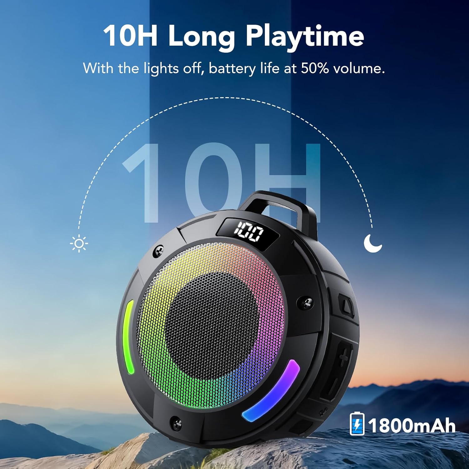 Bluetooth Speaker, 2026 Portable Wireless Shower Speaker, Digital Display Portable Speaker with Detachable hook ,IPX7