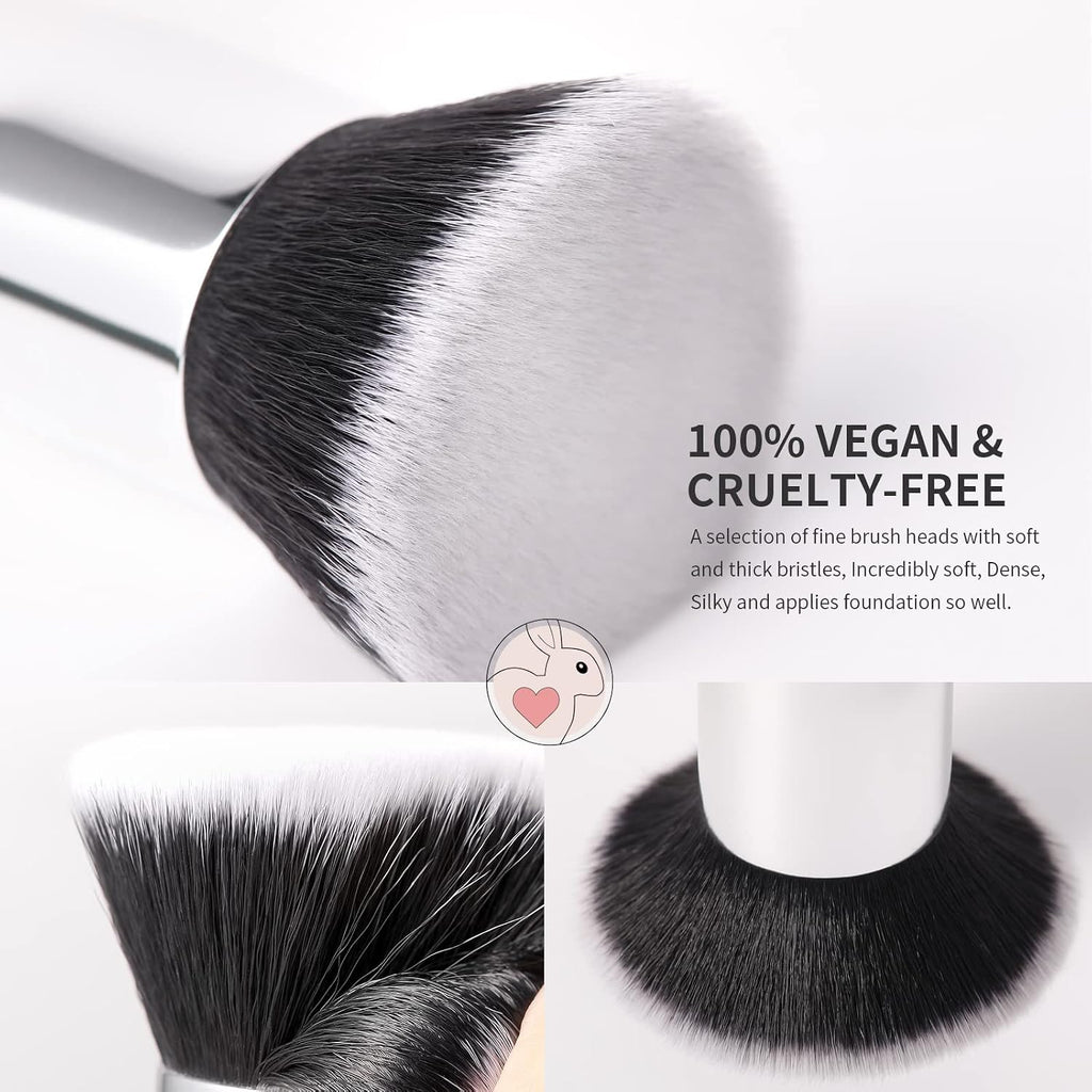 Kabuki Foundation Brush for Liquid Makeup Flat Top Professional Stick Buffing Blending Mineral Powder Large Face