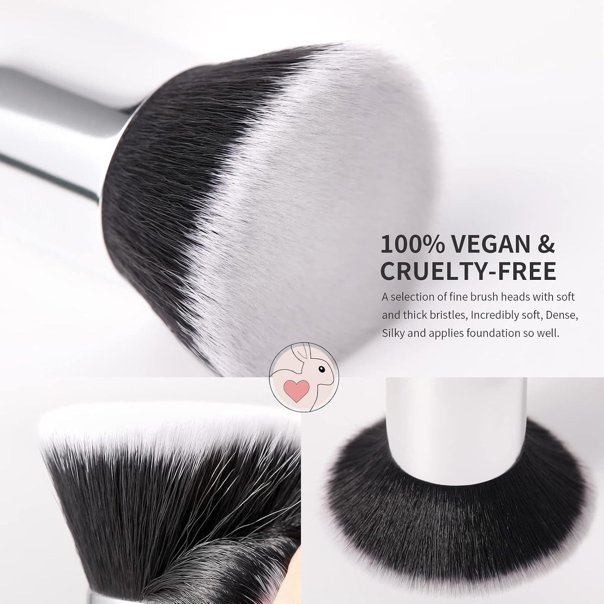 Kabuki Foundation Brush for Liquid Makeup Flat Top Professional Stick Buffing Blending Mineral Powder Large Face