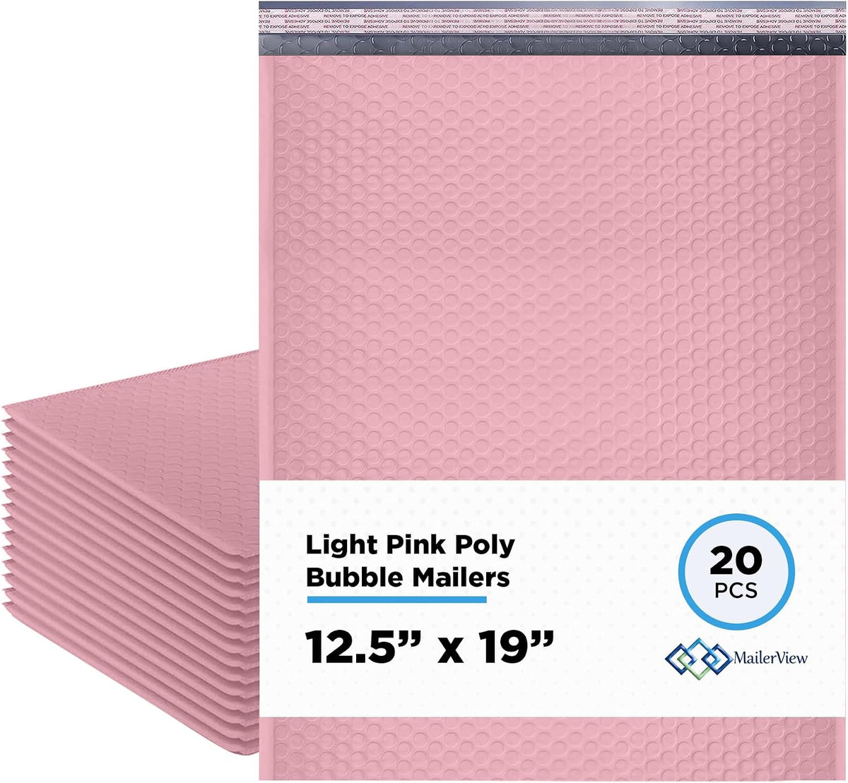 Light Pink Bubble Mailers 12.5x19 Poly Padded Envelopes #6, 20 Pack
