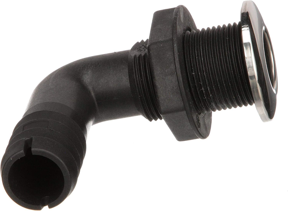 Seachoice 90-Degree Thru-Hull Connector, Fits 1-1/8 in. ID Hose, 1-3/8 in. Max Hull,White