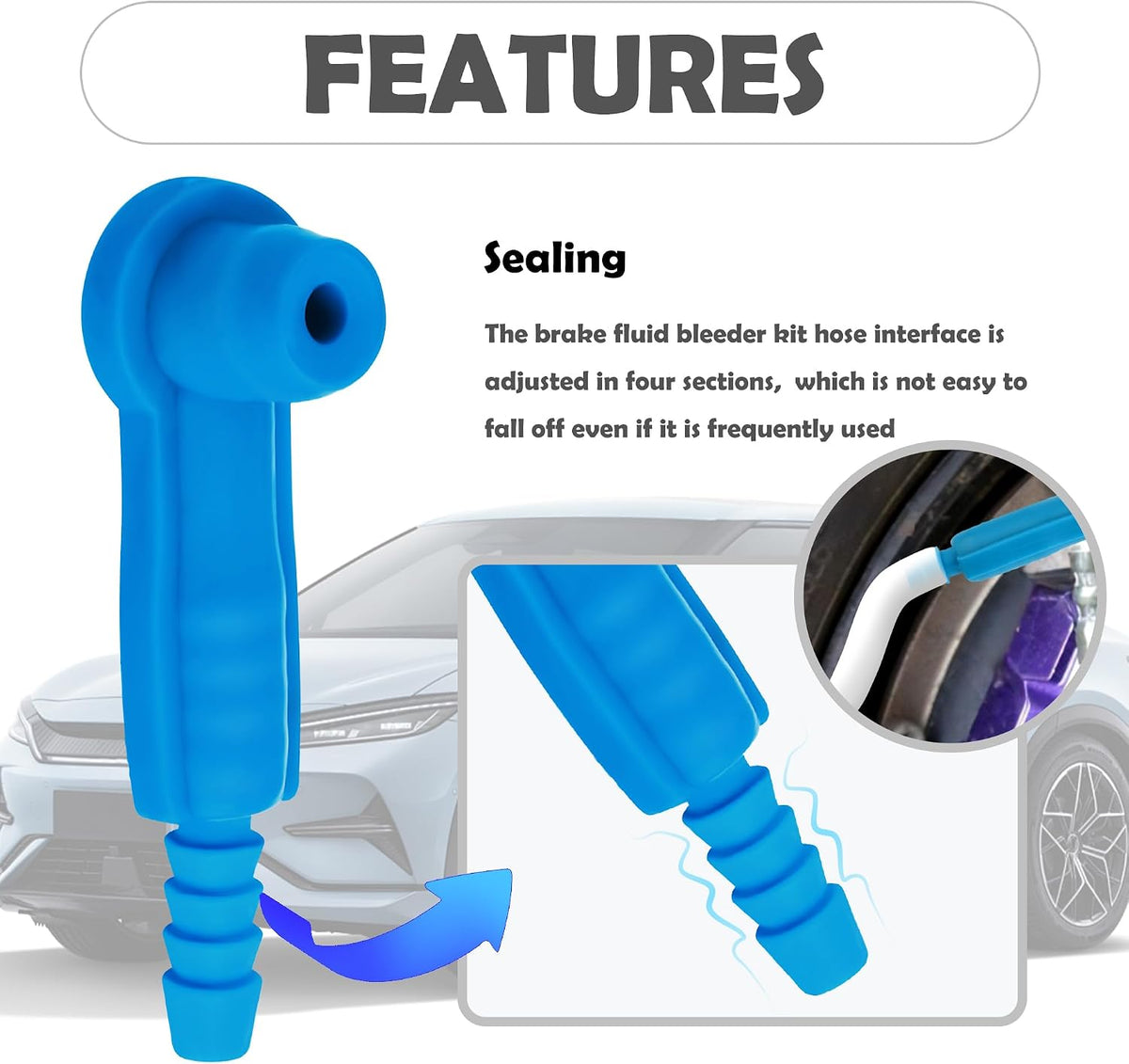 5PCS Brake Bleeder Adapter Kit,Professional Brake Bleeder Vacuum Pump Pipe Connectors Kit,Practical Connect Brake Bleeder Hose Exchange Tool for Quick Brake Fluid Change (Blue)
