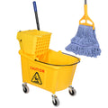 Side Press Wringer Combo Commercial Mop Bucket on Wheels, 35 Quart