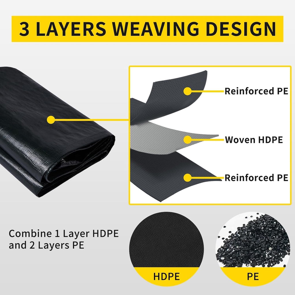 Pond Liner,15x20Ft Pond Liners for Outdoor,28Mil PE Black Koi Fish Pond Liner,Reinforced Pond Underlayment for Water