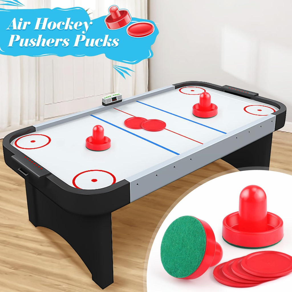 3 Sets 60mm Mini Air Hockey Pucks and Paddles Air Hockey Pushers Goal Handles Paddles Red Replacement Accessories for