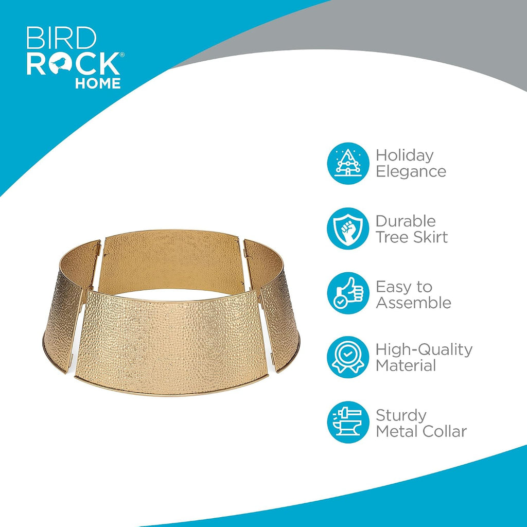4-Panel Christmas Tree Collar - Gold Bubble Tree Skirt - Small 26" Base - Easy to Assemble Xmas Tree Base Cover