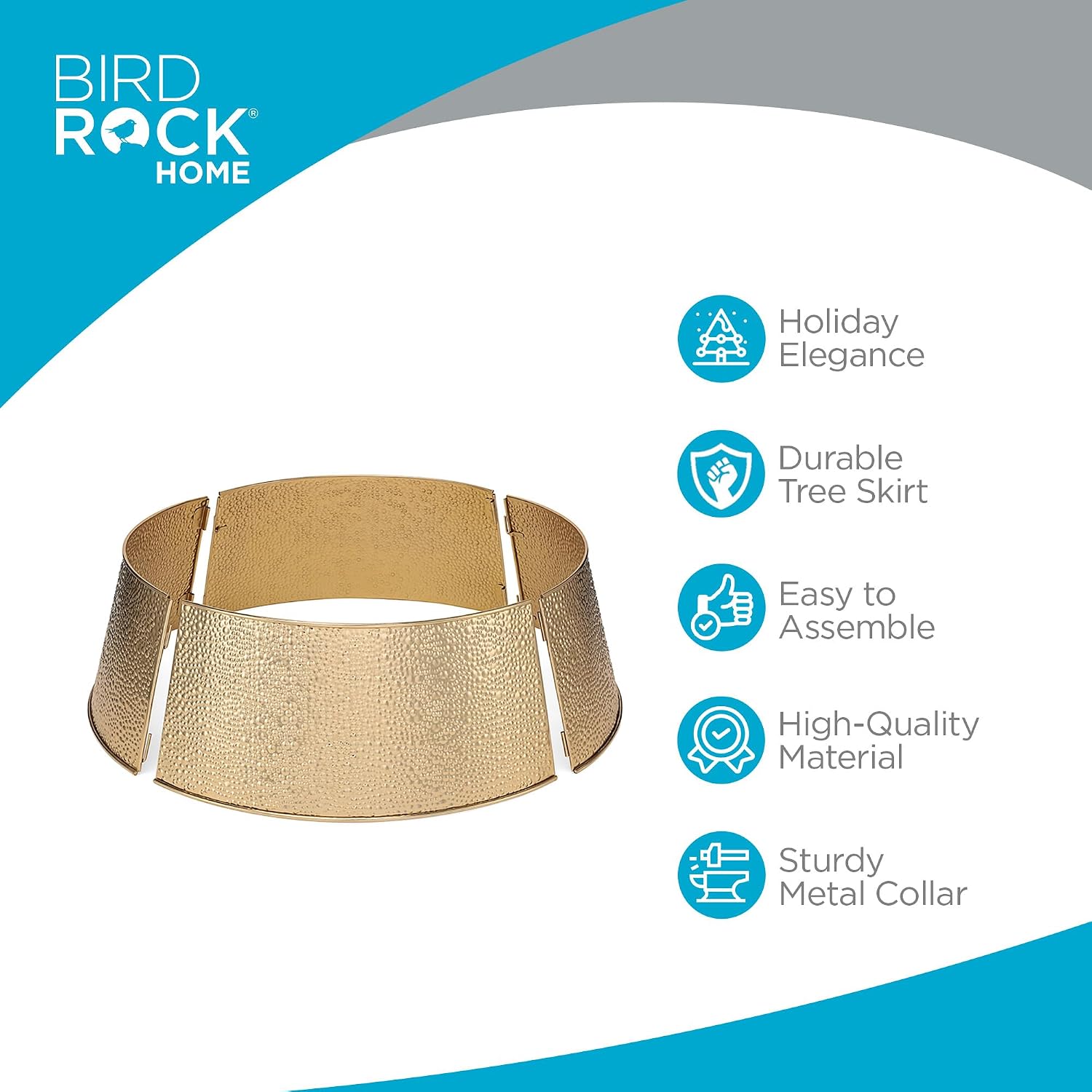 4-Panel Christmas Tree Collar - Gold Bubble Tree Skirt - Small 26" Base - Easy to Assemble Xmas Tree Base Cover