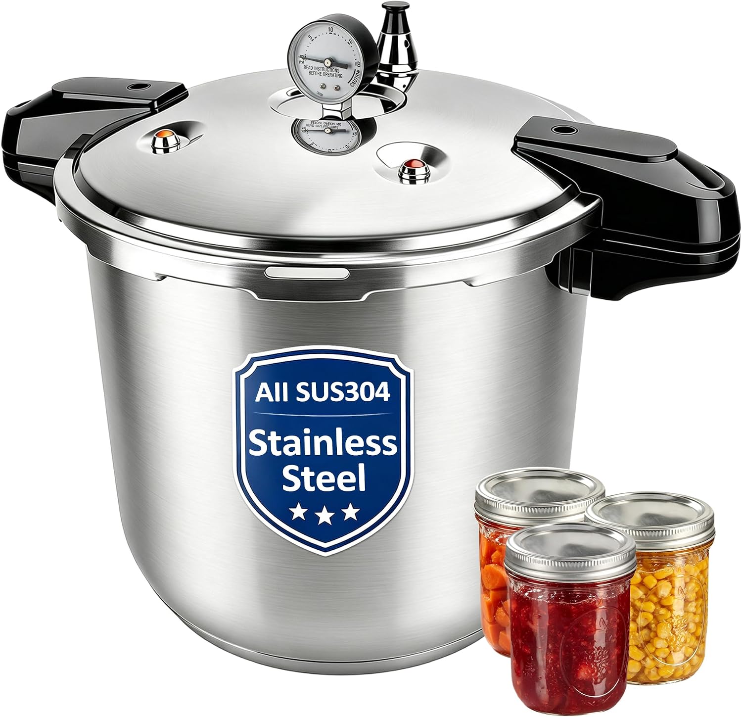 Canning Pressure Cooker Stainless Steel, 23 Qt Pressure Canner with Pressure Gauge, Ollas De Presión Para Cocinar