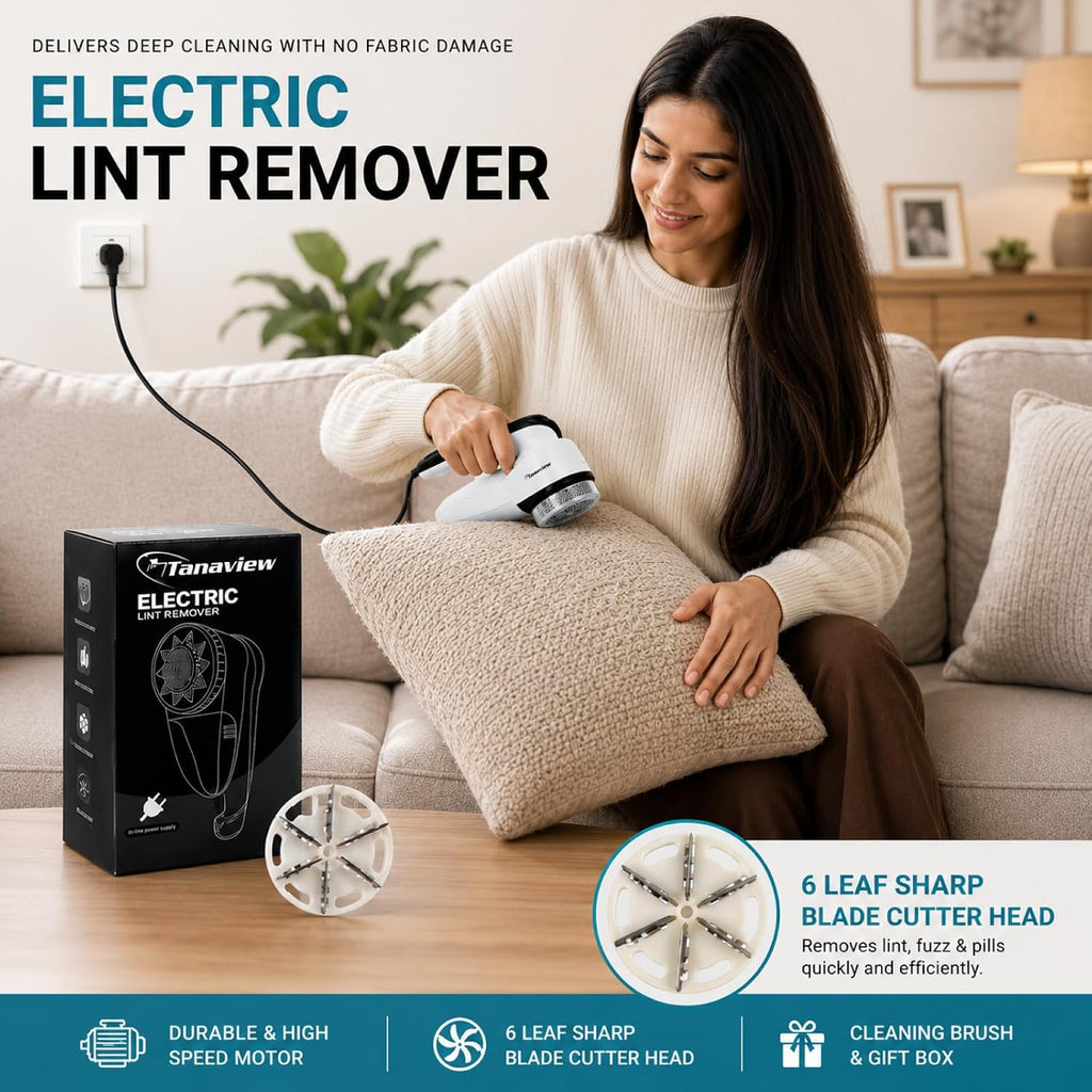 Power Corded Electric Fabric Shaver | No Battery, Pilling & Fuzz Remover for Clothes, Furniture, Couch, Sweaters, 6