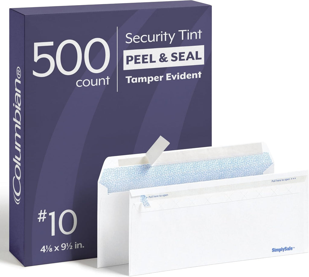 #10 Security Envelopes, 500 Pack, Self Seal Envelopes for Business Mailings, Tamper Evident, No Window, 4-1/8 x 9-1/2