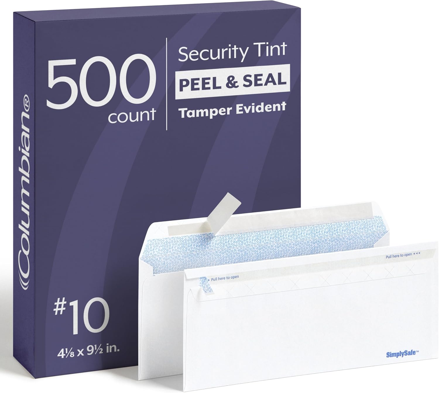 #10 Security Envelopes, 500 Pack, Self Seal Envelopes for Business Mailings, Tamper Evident, No Window, 4-1/8 x 9-1/2