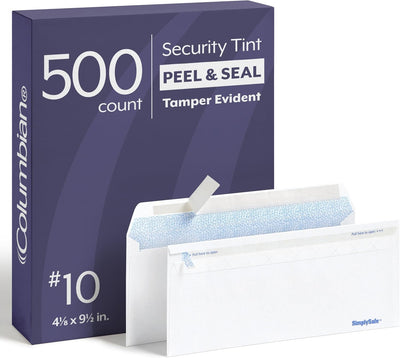 #10 Security Envelopes, 500 Pack, Self Seal Envelopes for Business Mailings, Tamper Evident, No Window, 4-1/8 x 9-1/2