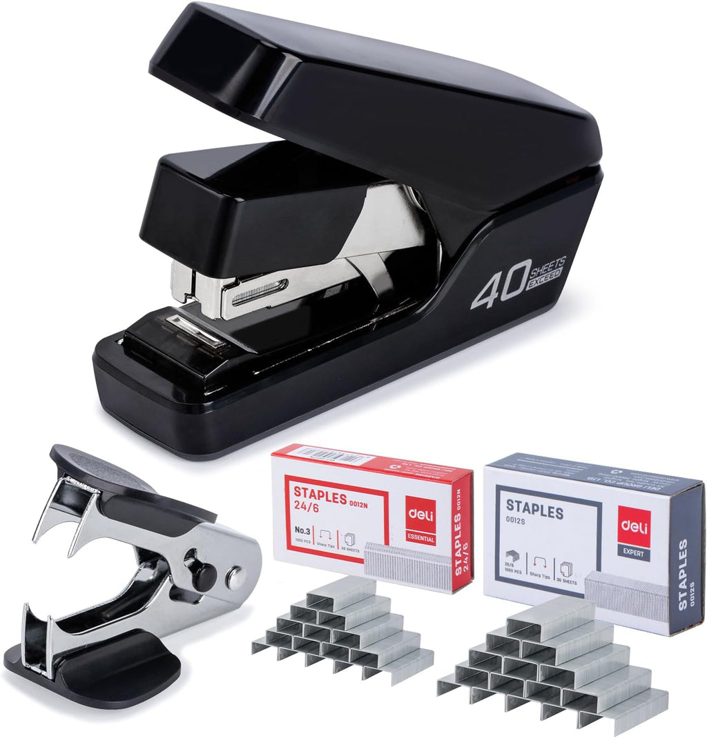 Stapler, Effortless Staplers for Desk, Heavy Duty Staplers, Black