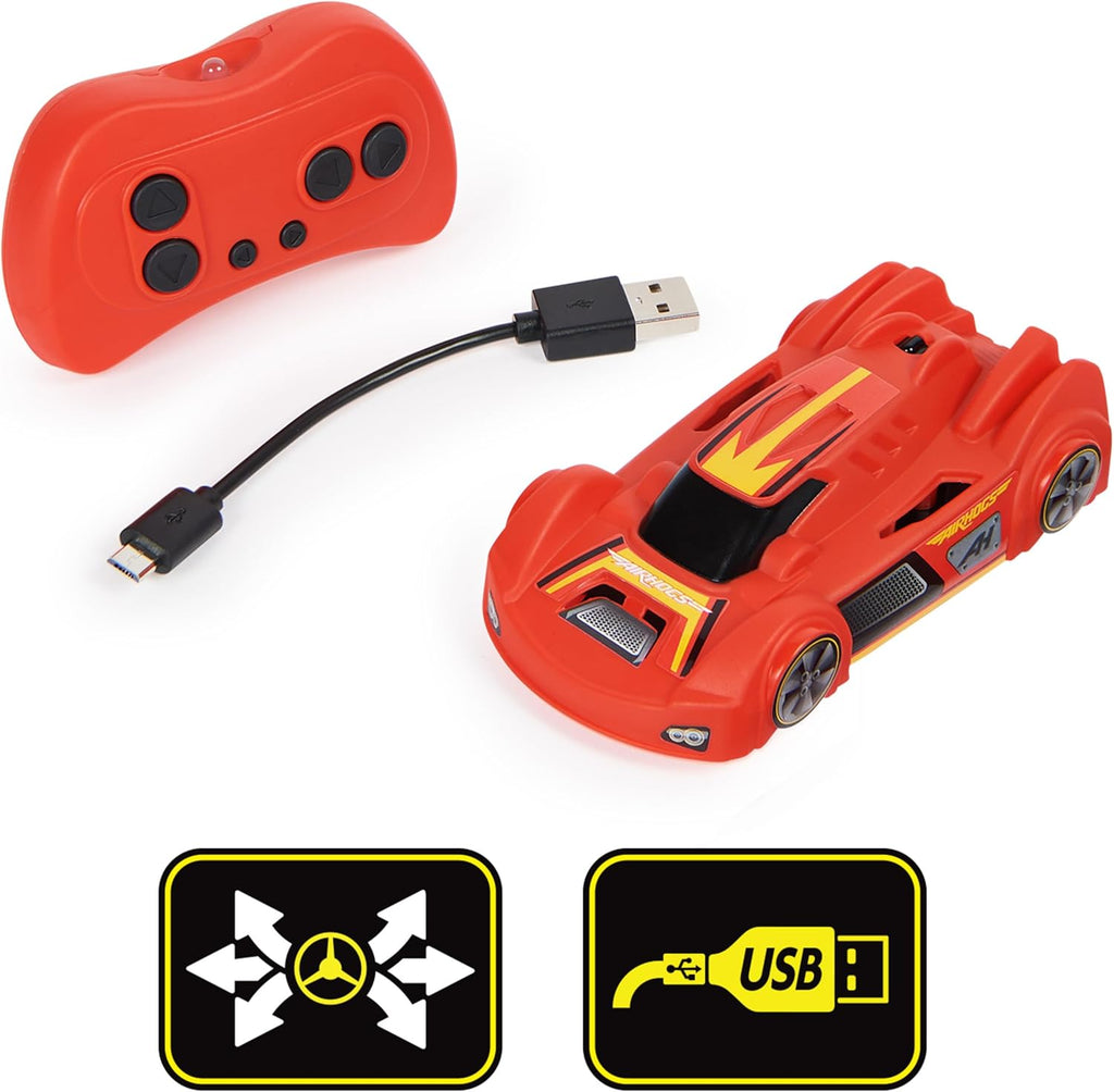 Zero Gravity Sprint RC Car Wall Climber, Red USB Micro B Rechargeable Indoor Wall Racer, Over 5-Inches Long, Toys for