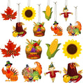 Fall Decor Indoor, 24 PCS Wooden Thanksgiving Hanging Decorations | Rustic Turkey, Scarecrow, Pumpkin & Basket, 8