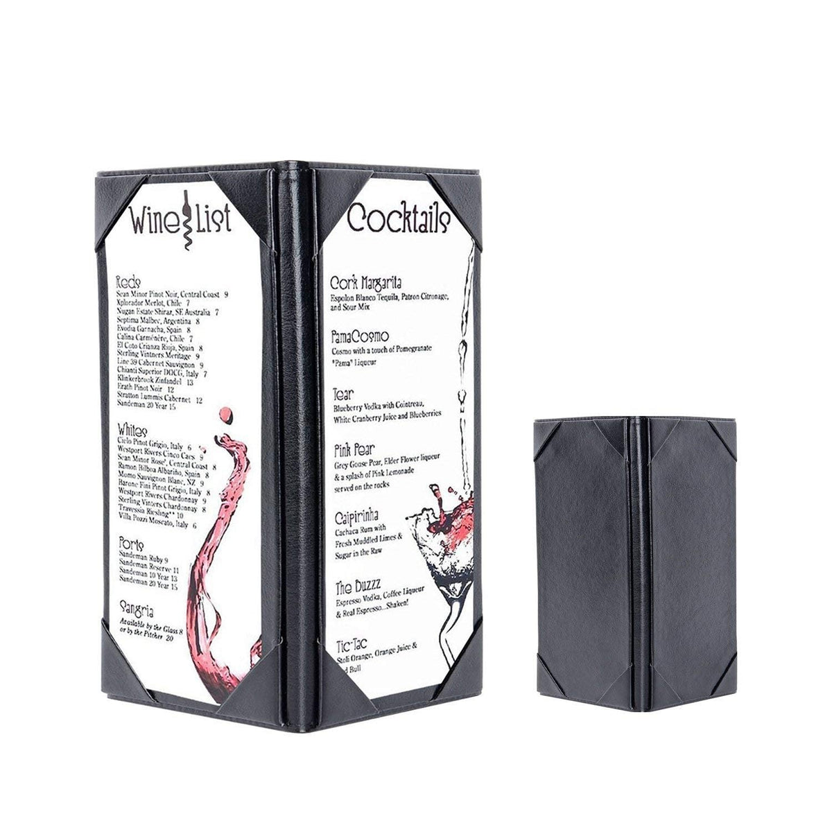 Table Tent Triangle 3 View Menu Covers, Leather Menu Holder with Angled Corners for Restaurant, Cafes, Bars (1 Pack /