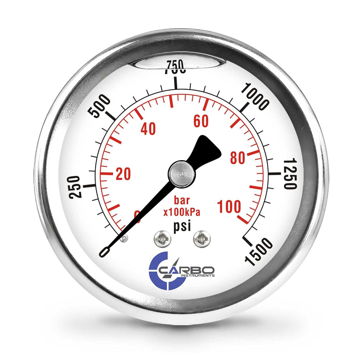 Pressure Gauge, 2.5" Dial, 1500 PSI