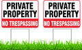 2PC Private Property No Trespassing Sign with Metal Stakes, 17"x13" - Corrugated Plastic - No Trespass Keep Out