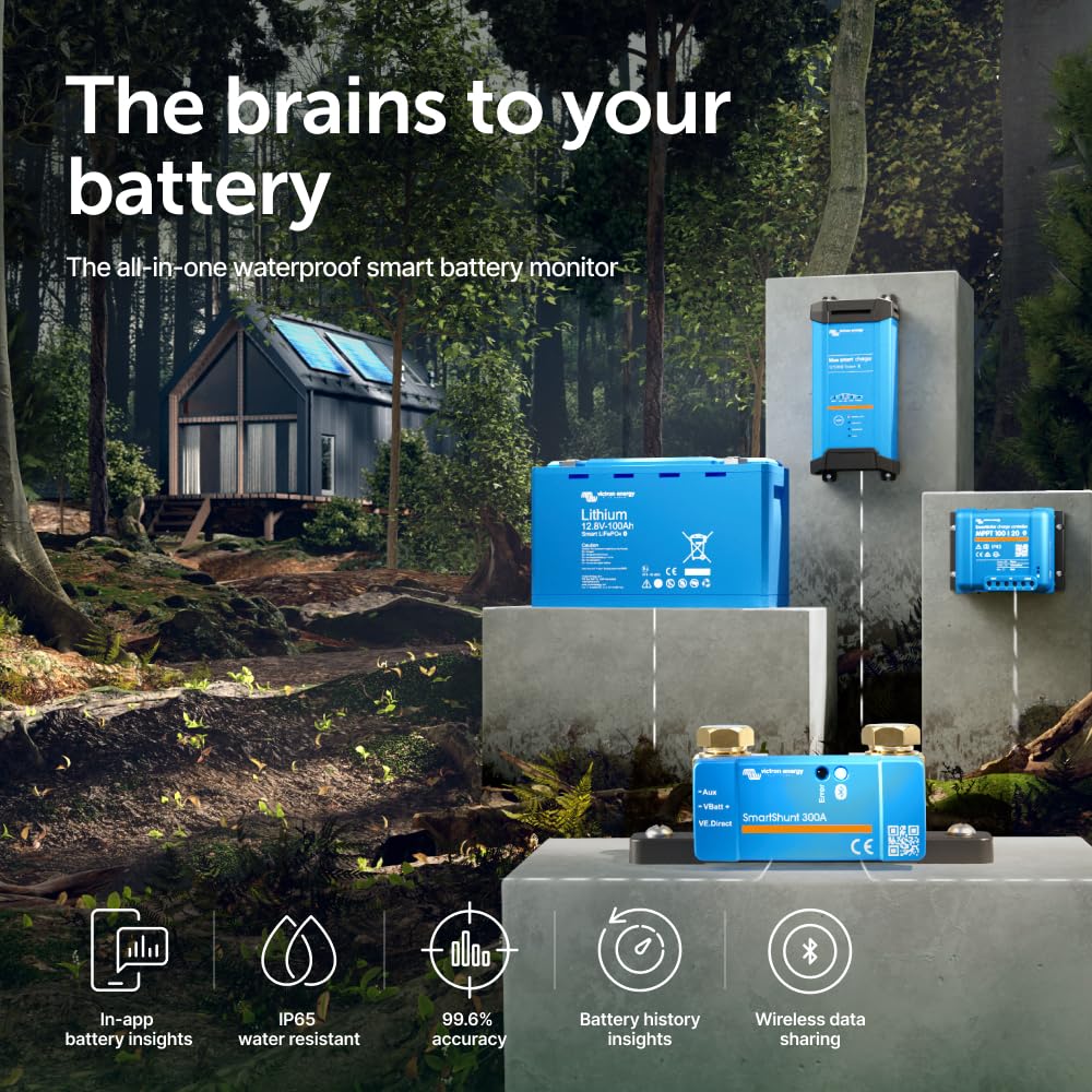 SmartShunt IP65 Battery Monitor (Bluetooth) - Victron Smart Shunt - 6.5V-70V, 300 amp