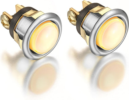 2 Pack Lighted Doorbell Button Replacement, Silver, Yellow Light | Easy to Install Wired Doorbell Button Push Door