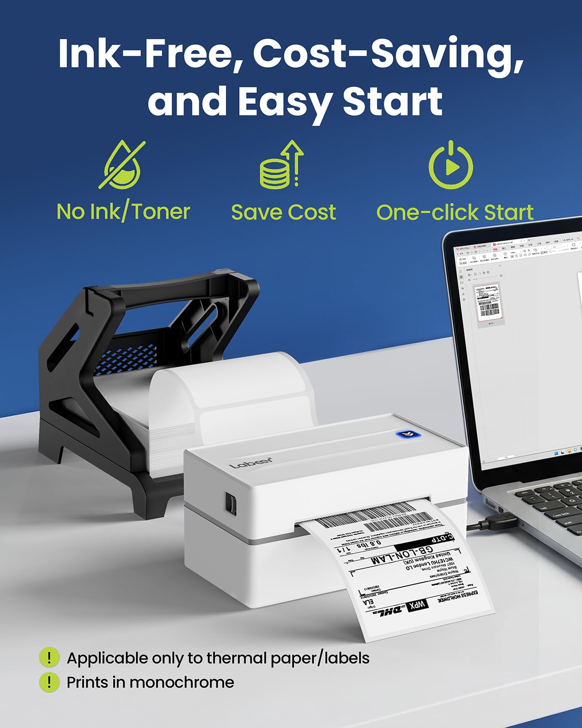 Shipping Label Printer, Bluetooth Thermal 4x6 Label Printer White