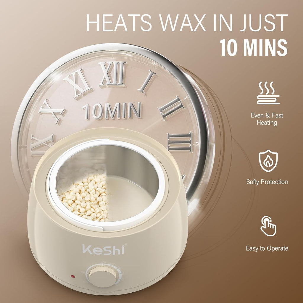 Waxing Kit, Painless Hair Removal Wax Warmer with 6 Bags Wax Beans(Ivory)