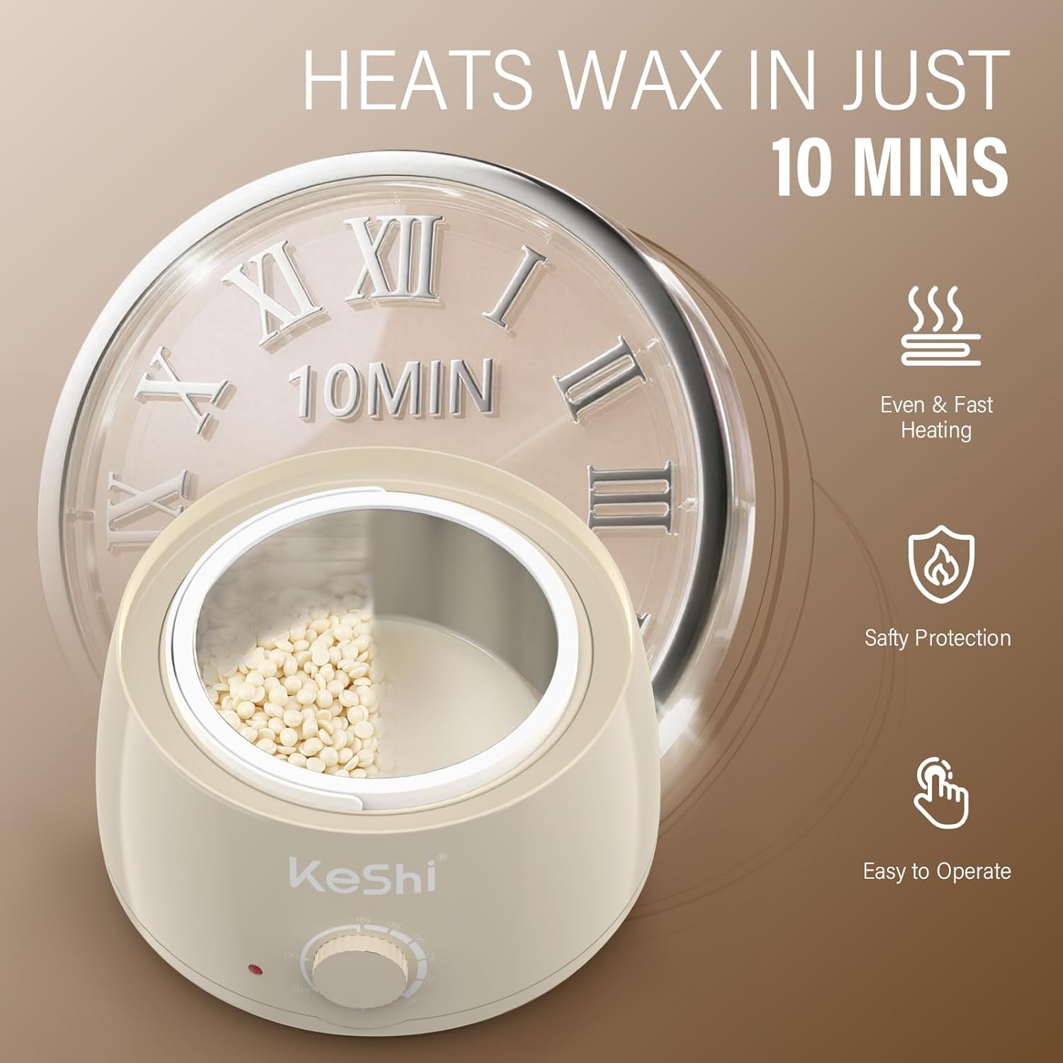 Waxing Kit, Painless Hair Removal Wax Warmer with 6 Bags Wax Beans(Ivory)