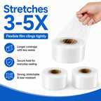 3 Rolls Mini Stretch Wrap for Bottles Jars Seals, 2in x 3150ft