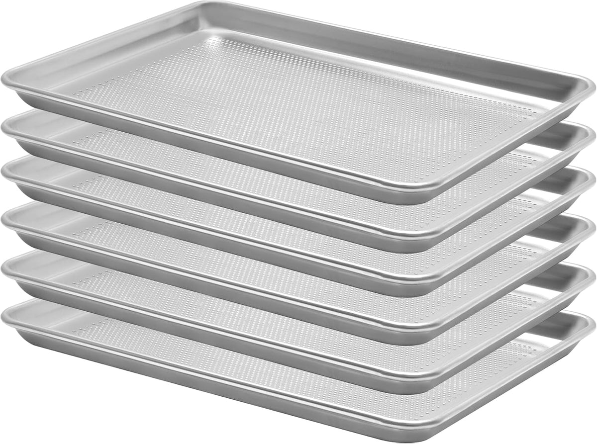 6 Pack Perforated Half Size 18" x 13" Baking Sheet Pan