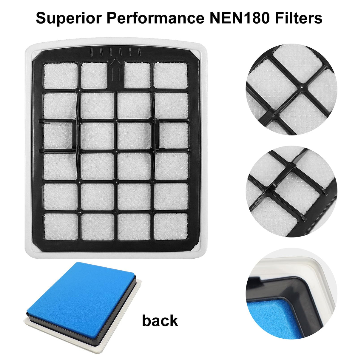 4 Pack Filters Replacement Parts for EUREKA NEN180 / NEN186BL