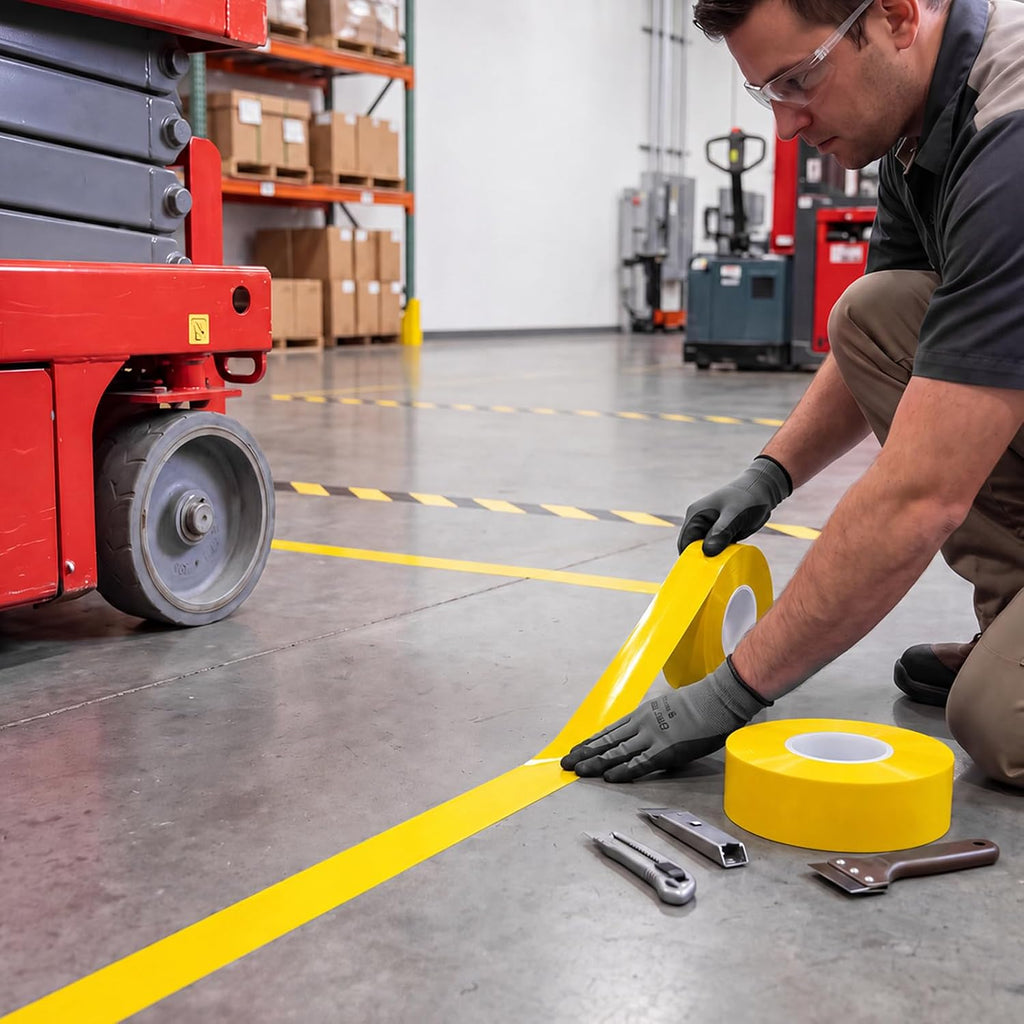 Industrial Floor Marking Tape for Industrial,Yellow,4" x100'