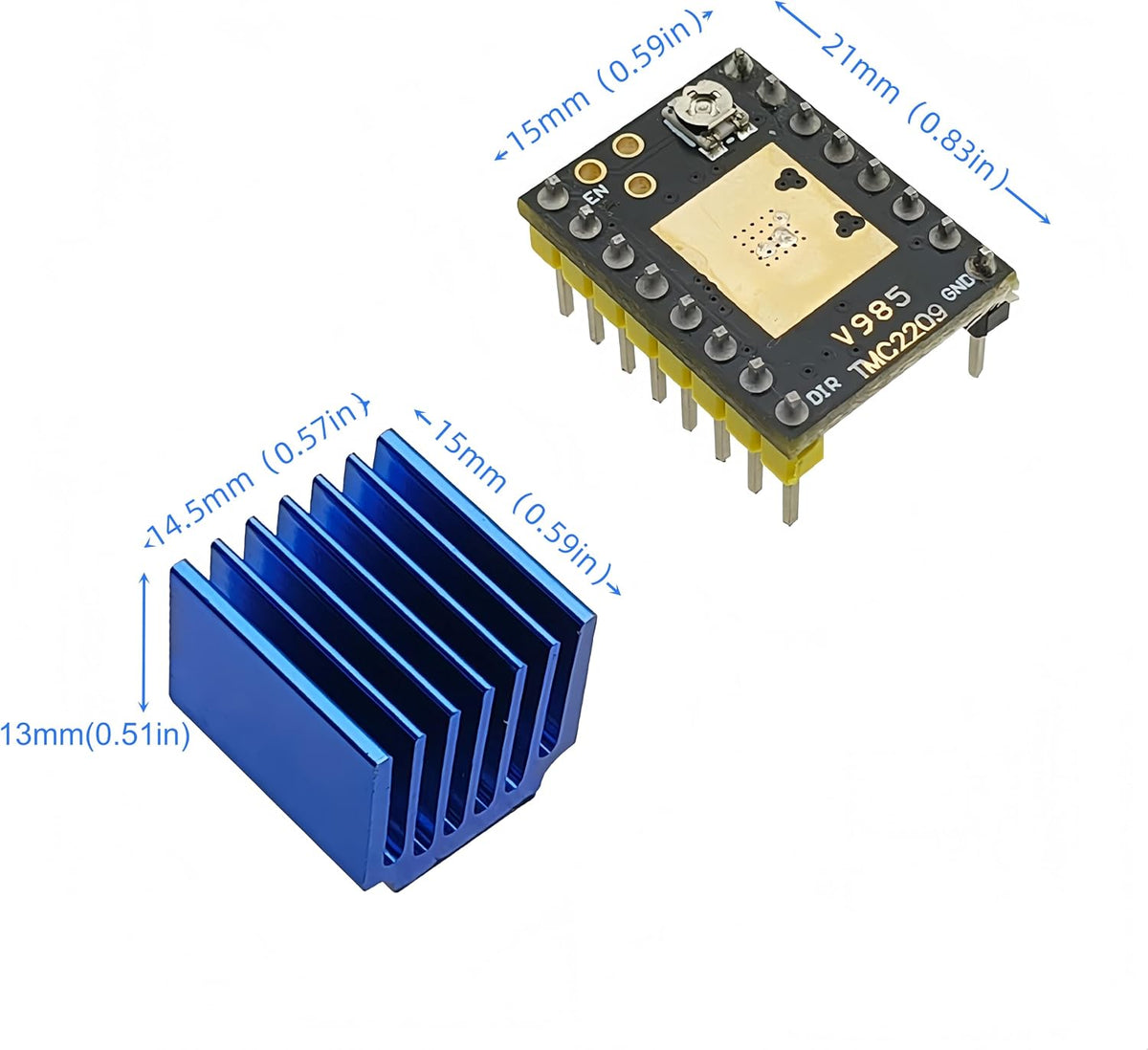 2Pcs TMC2209 Stepper Motor Driver Module Ultra Silent StepStick Drivers Board Support UART/Step/DIR Mode with Heat Sink for 3D Printer CNC