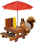 Squirrel Feeder with Umbrella Squirrel Table Feeder with Sturdy Squirrel Feeder with Corn Cob and Peanut Tray Holder