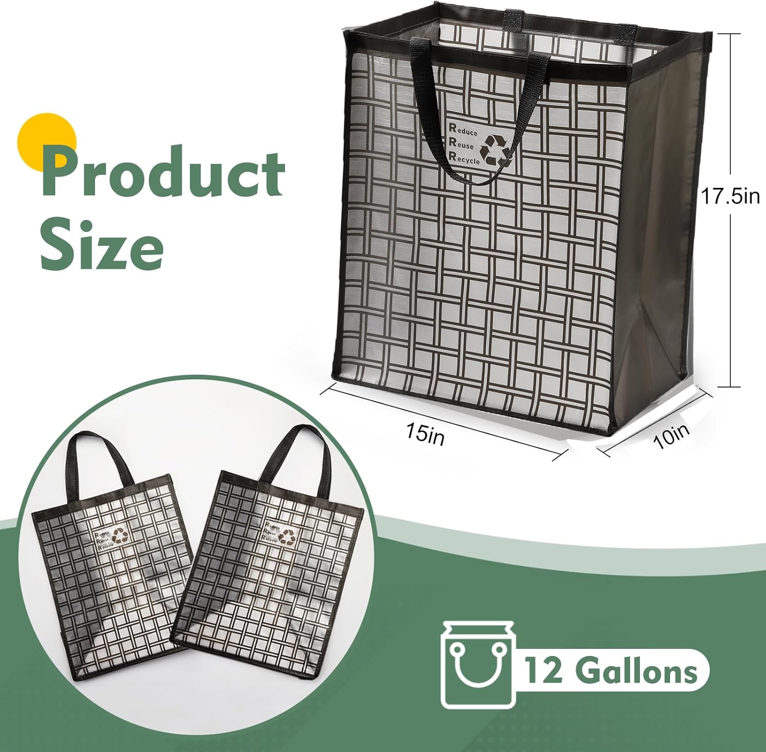 Recycle Bin Bags for Kitchen Home Trash Cans Sorting Bins 12 Gallon Set of 2