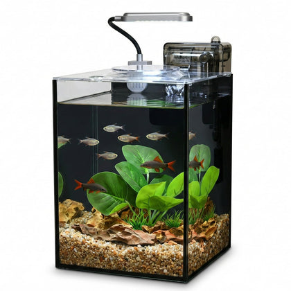 2.2 Gallon Small Aquarium Set Glass Fish Tank,Desktop Small Aquarium Kit for Beginners and Children to Keep Betta