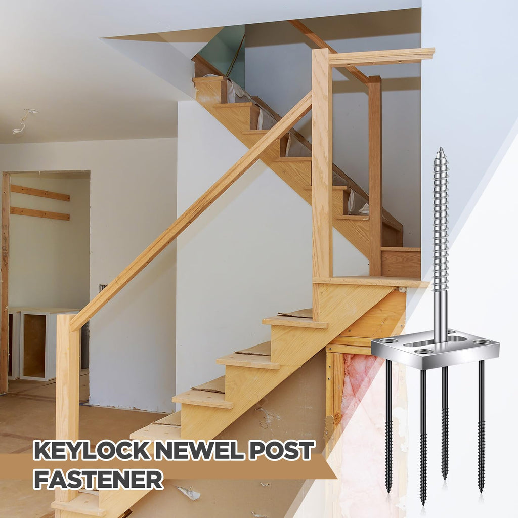 8 Sets Newel Post Mounting Kit, Handrail Fastener, Silver