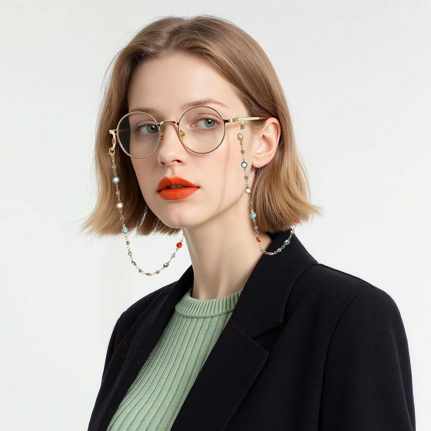 Eyeglasses Chain Holder, Beaded Neck Cord for Reading Glasses and Sunglasses, Women and Girls