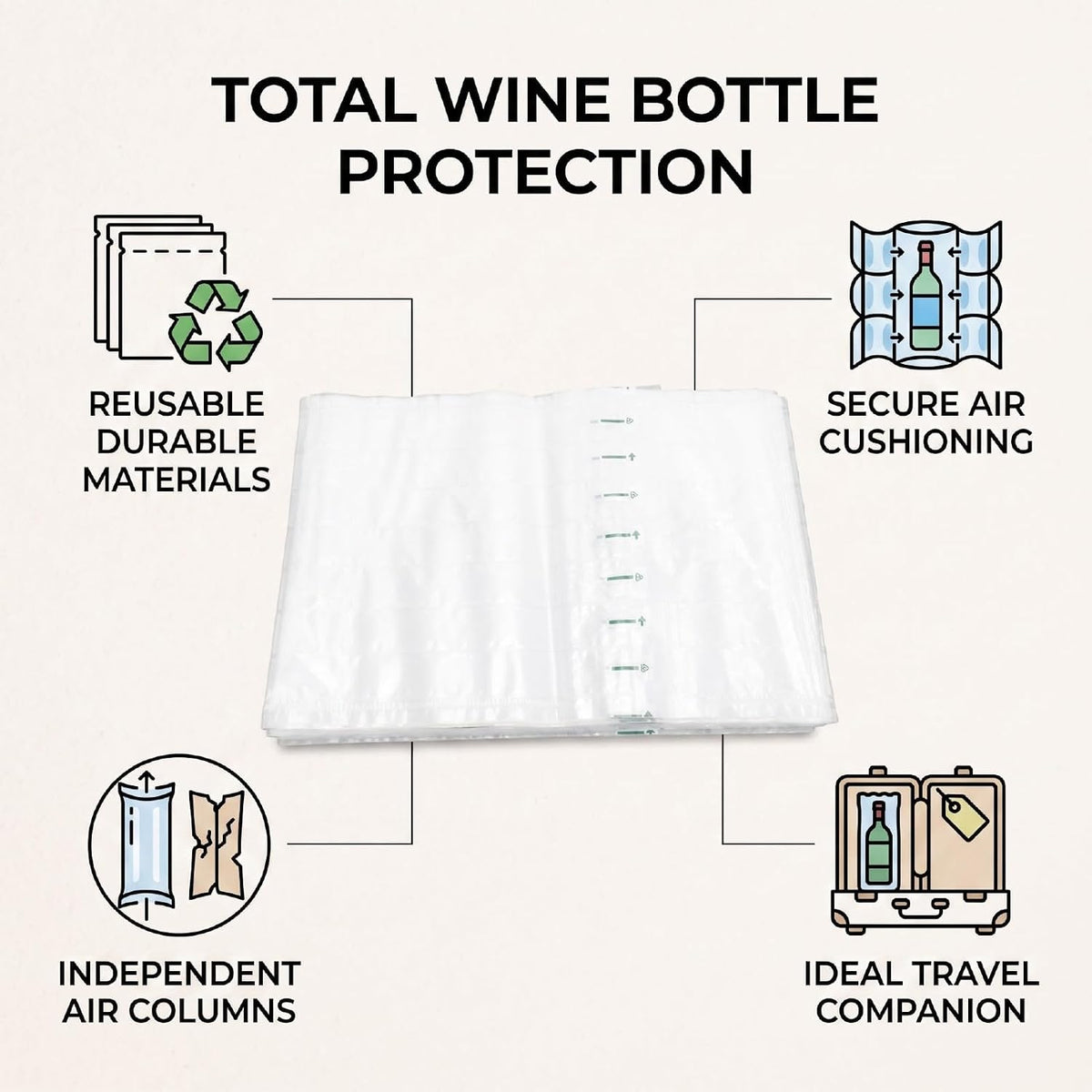 Wine Bottle Protector Reusable Air Column Cushion Bags
