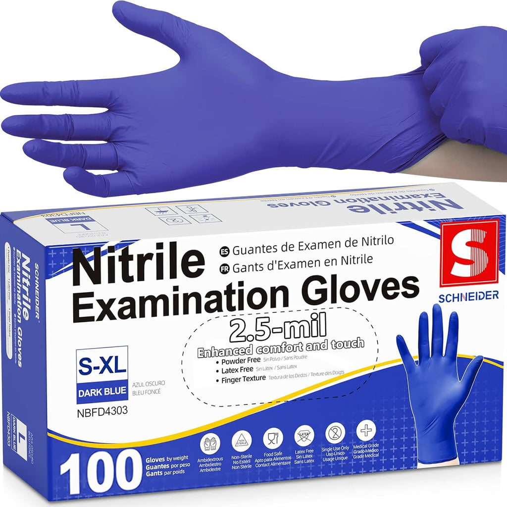 Medical Nitrile Exam Gloves, Powder & Latex Free, Darkblue | Disposable for Medical Exams, Cooking, Food Prep